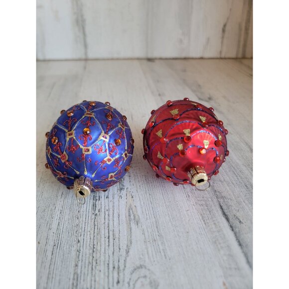 Egg glitter embroidered glass ornament set Xmas - Picture 6 of 6